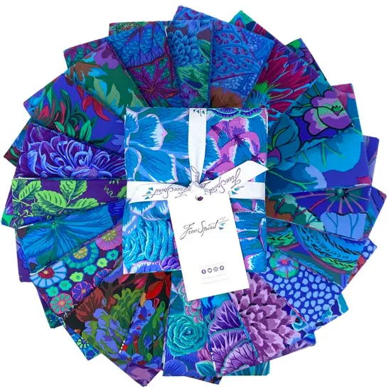 Kaffe Fassett Half Yard Bundle in Sew Blue by Kaffe Fassett Collective for Free Spirit (FB4HYGP.SEWBLUE) {1}