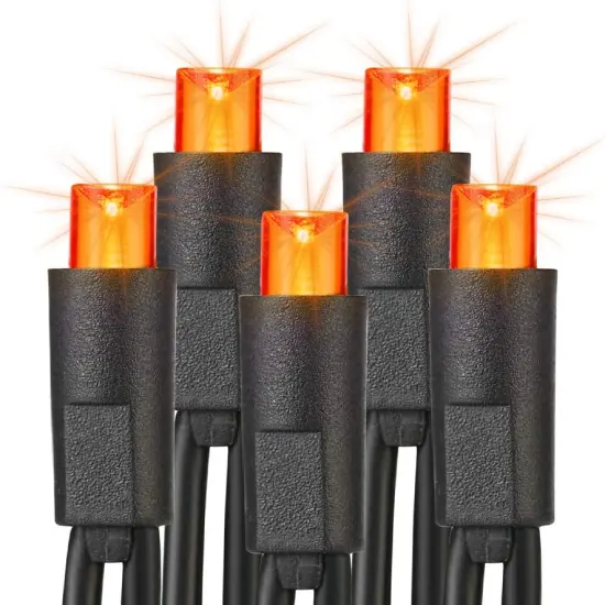33ft 100 LED 5mm Wide Angle Orange Halloween String Lights {1}