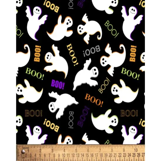 Halloween Ghosts Boo! Cotton Fabric | By The Yard | Sewing and Crafting | 44 inches wide {1}
