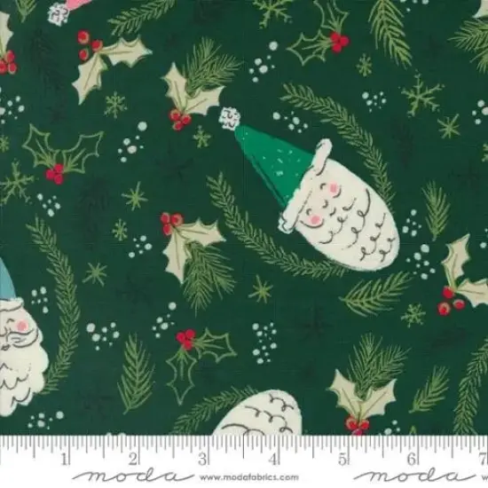 Cozy Wonderland Green Christmas Santa 44"/45" Fabric Per Yard {1}