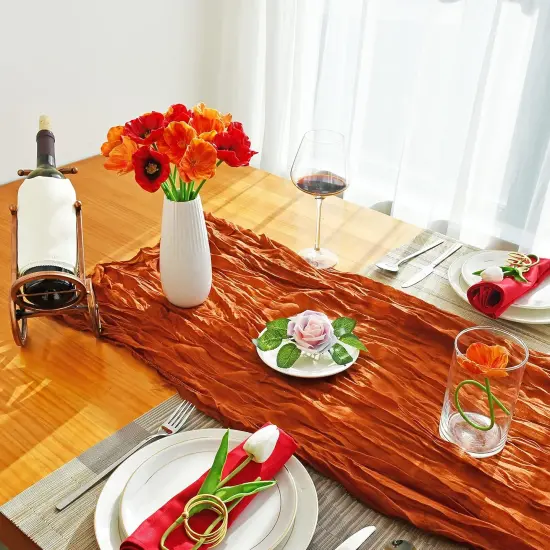 PU Red and Orange Poppy Artificial Flowers {2}