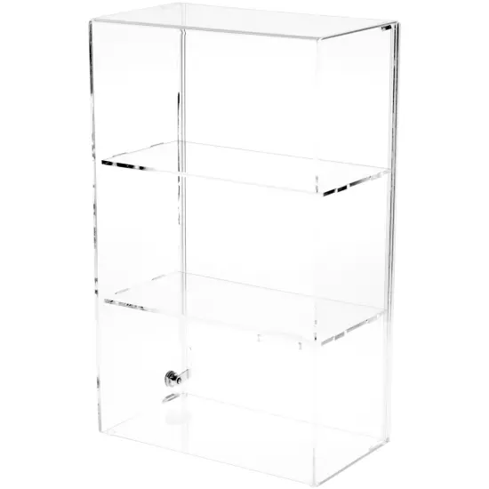 Plymor Clear Acrylic Locking Display Case with Sliding Back, 2 Shelves {1}