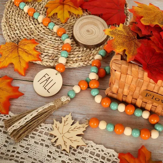 2Pcs Fall Thanksgiving Wooden Bead Garland {5}