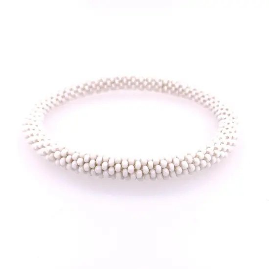 Solid White Seed Bead Bracelet {1}