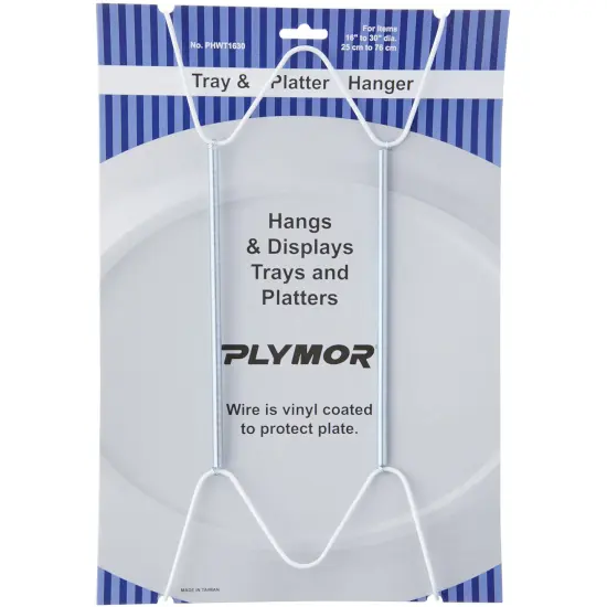 Plymor White Vinyl Finish Wall Mountable Tray and Platter Hanger, 14.25" H x 6.5" W x 0.875" D (For Trays or Platters 16" - 30") {1}