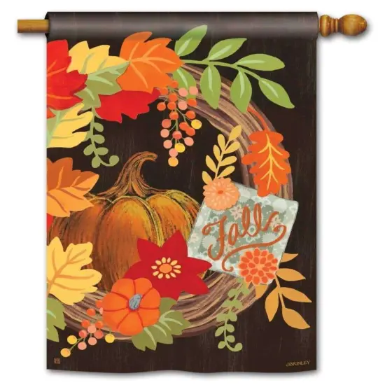 Fall Grapevine Wreath Flag Decorative House Banner {2}