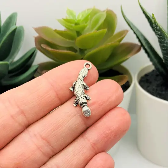 Silver Duck-Billed Platypus Charms, 10x25mm {3}