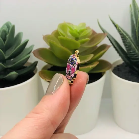 Enamel Sugar Skull Dia De Los Muertos Day or the Dead Charms, 22x12mm {4}