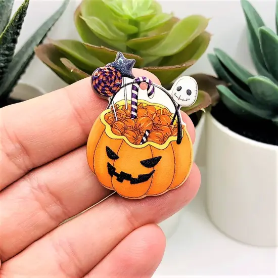 Halloween Pumpkin Candy Bowl Pendant, 28x36mm {3}