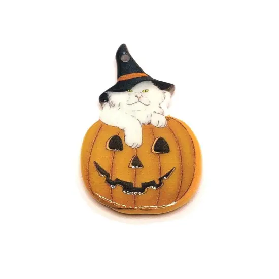 Halloween Cat in Pumpkin Pendant, 40x24mm {2}