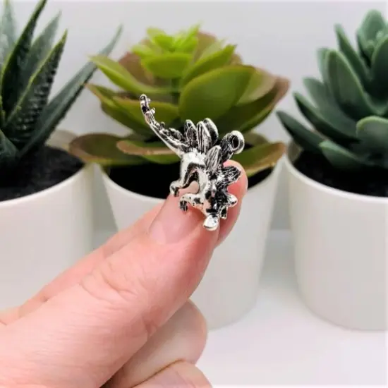 Silver Stegosaurus 3D Dinosaur Charms, 32x20mm {3}