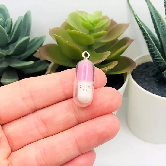 Mixed Kawaii Happy Pill Wish Capsule Charms, 10x28mm {3}