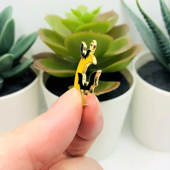 Enamel Crescent Moon and Bat Halloween Charms, 25x24mm {5}