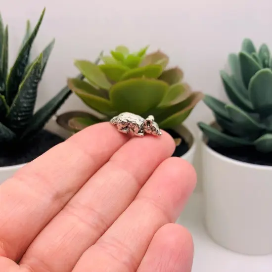 Silver Mouse Rat 3D Charms, 19x7mm {5}