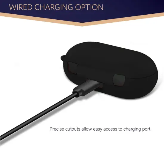 For Galaxy Buds+ / Buds Case, Protective Silicone Cover with Carabiner Keychain Compatible with Samsung Galaxy Buds+ Plus 2020 Buds 2019 Wireless Earbuds, Black (4 Color Options) by Insten {4}