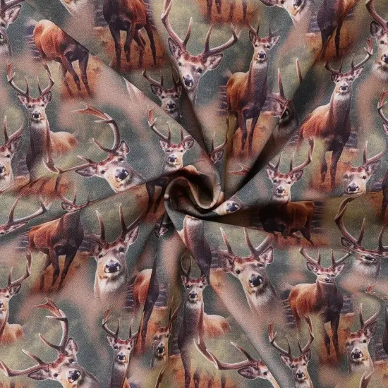 Mook Fabrics Wildlife Cotton Fabric [45 in. Wide] - By The Yard White Tail Deer {3}