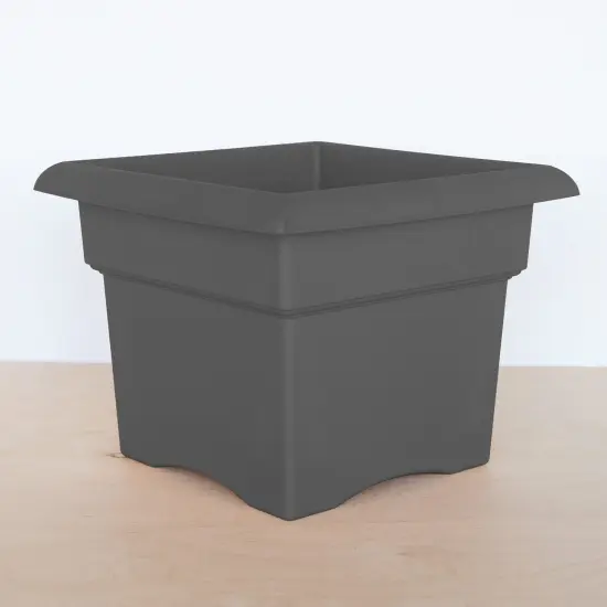 Bloem Veranda Square Deck Box Planter: 18" - Charcoal - Matte Finish, Weatherproof Plastic, Optional Drainage Holes, For Indoor and Outdoor Use, Gardening, 9 gallon capacity {3}