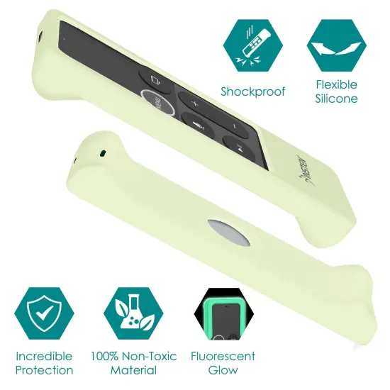 Anti Slip Silicone Apple TV 4K Remote Cover Case for Controller, Luminous Green {2}