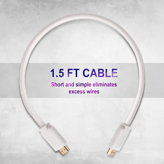 Insten - 2 Pack HDMI Male to Male Cable, 2.1 Version, 8K 60Hz, 48Gbps, PVC Cable, Gold Connectors, 1.5ft , White {7}