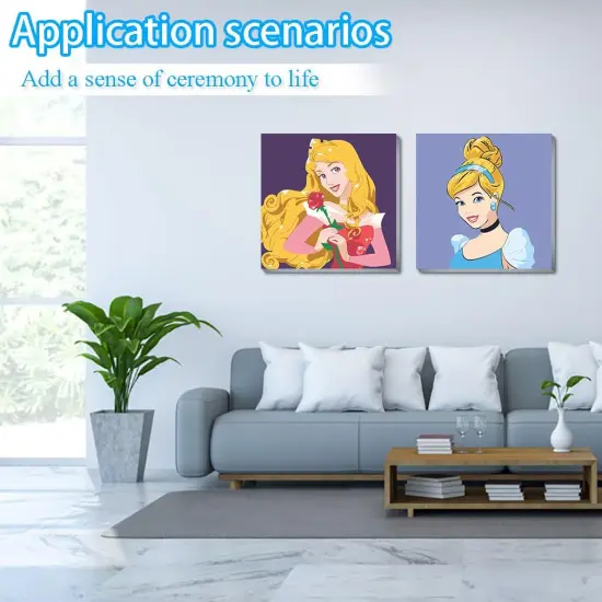 4 Pack Framed Paint by Number for Kids Ages 4-8,Easy Cartoon Character Acrylic Paint by Number for Kids On Canvas,Oil Painting Paint by Number Kits Gifts for Girls (8x8 Inch). {4}