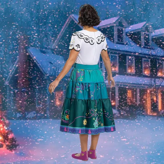 Deluxe Womens Mirabel Madrigal Costume Colorful, Encanto Dress With Shoulder Bow Detail {4}