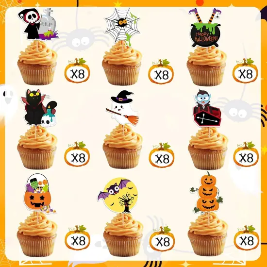 72 Pcs Halloween Cupcake Toppers {3}