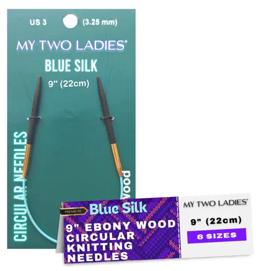 Blue Silk | 9" Circular Knitting Needles | Ebony | 6 Sizes {2}