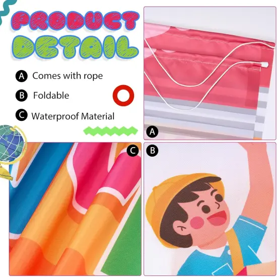 4 Pcs Welcome to School Banner First Day of School Photo Backdrop Welcome Back Sign {3}