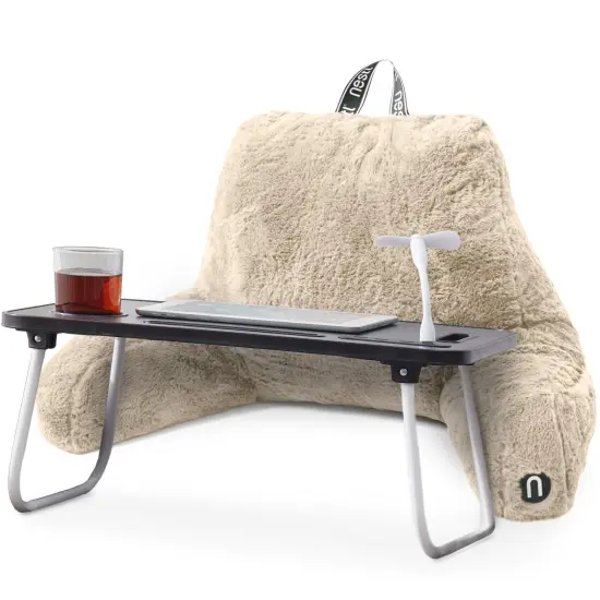 Nestl Fur Reading Pillow with Laptop Lap Desk Linen {1}