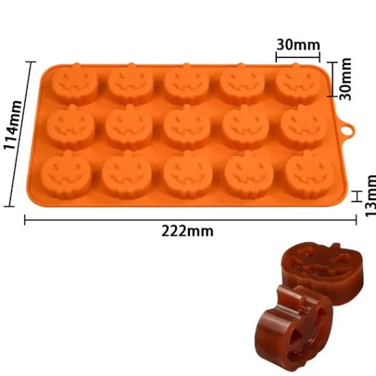 Halloween Pumpkin Silicone Chocolate Mold 15 Cavity Jack-o-Lantern {3}