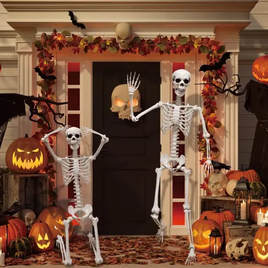 5.6ft Halloween Human Poseable Skull Skeleton {6}