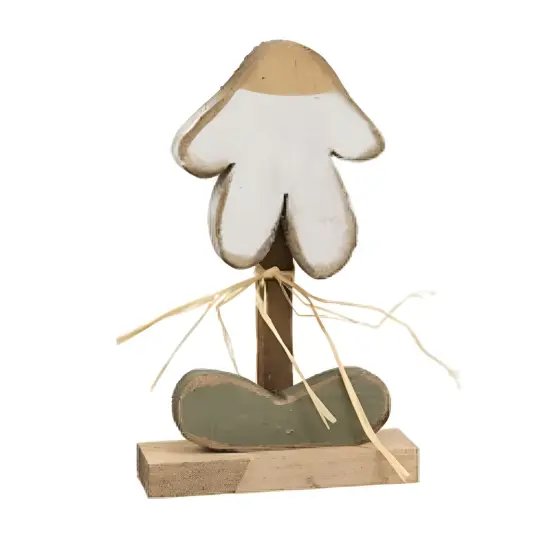 Rustic Wood Drooping Daisy Figurines with Raffia Bows 4 Asstd. {2}