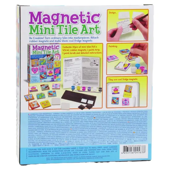 4M: Magnetic Mini Tile Art - DIY 12 Fridge Magnets Kit, Paint Masterpieces On 2x2" Tiles, All-In-1 Arts & Craft Set, Paint Strip & Brush, Kids Ages 8+ {4}