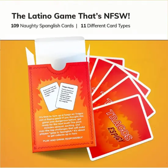 Tragos: Espicy Expansion Pack - The Adult Party Game for Latinos, Spicy Relatable Hilarious Spanglish Card Game, R-Rated Topics, NSFW Ages 18+ {3}