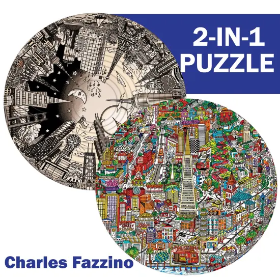 Spin Flip Puzzle: Charles Fazzino 2L- 14 Rings - 2-In-1: Double-Sided Puzzle, Spin-Flip-Solve, 360 Degress Of Puzzling, Fidget Toy, Adults & Kids 8+ {3}