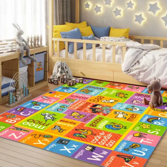 KC Cubs: Educational Rug: ABC Alphabet Animal Sounds - 3x5' Playmat - Interactive Letters Activity, Area Carpet, Bedroom-Classroom, Baby-Toddler-Kids {3}