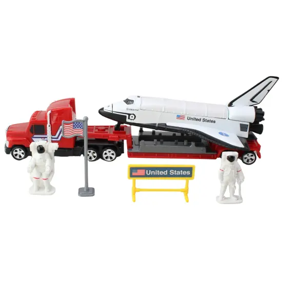 Space Adventure: Space Shuttle Transporter Truck - Die-Cast Ship Design, Free-Wheeling Action, Realistic Opening Cargo Bay, NASA Toy, Kids Ages 3+ {4}