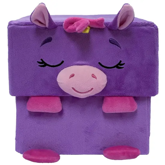 Happy Nappers: Adorable Storables - Unicorn - Purple & Pink - 8&rdquo; Character Box & Surprise 8&rdquo; Plush Toy w/ Weighted Paws, Square Storage Bin, Kids 1+ {4}