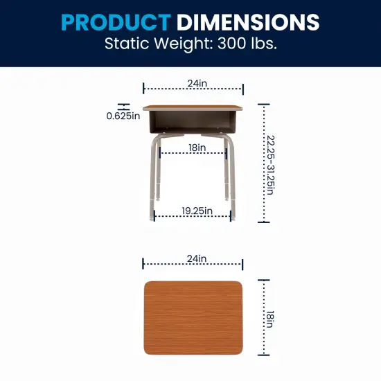 Emma and Oliver Student Desk with Open Front Metal Book Box - School Desk Walnut/SilverFrame {5}