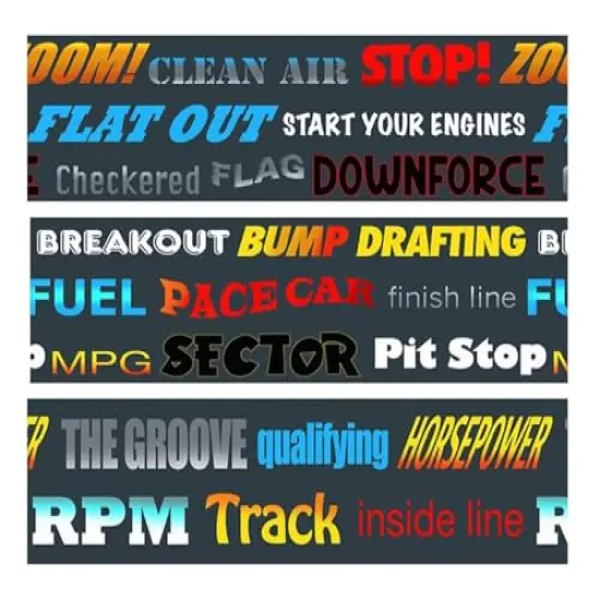 Race words Collage cake border 3 Strips 2.5x10.5 inchs in size {1}