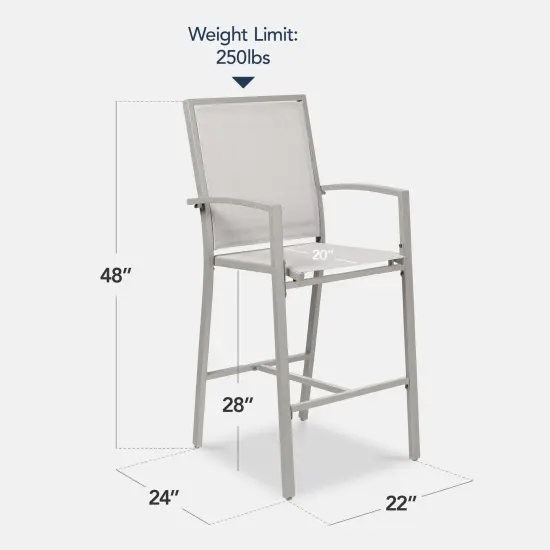 Best Choice Products Outdoor Barstools Set of 2, Bar Height Patio Chairs w/ All-Weather Mesh Gray/Gray {2}