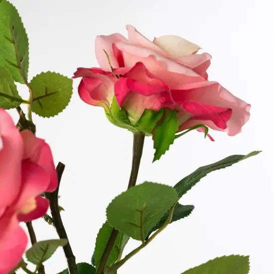 30" Pink Rose Spray &ndash; Realistic Faux Floral Stem {4}