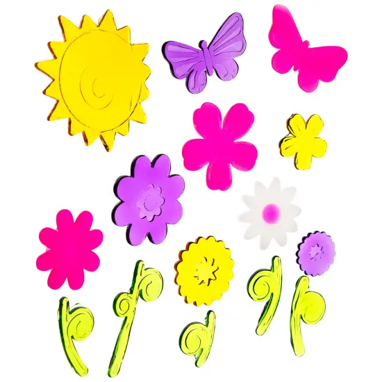 Northlight Flowers and Butterflies Spring Gel Window Clings - Multicolor - 15pc {4}