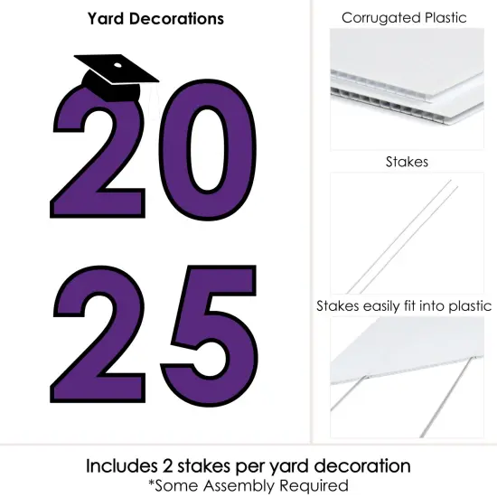 Big Dot of Happiness Purple 2025 Graduation Party Yard Signs - Outdoor Lawn Decorations - 2025 {6}