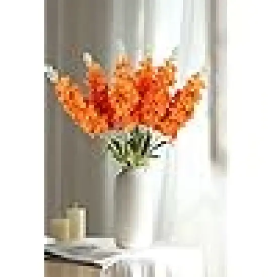 Orange Fake Flowers Larkspur Realistic Faux {2}