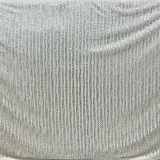 1 Yard Blush Beaded Lace Embroidered Fabric on Polyester Mesh, 54" Wide Off White Silver {5}