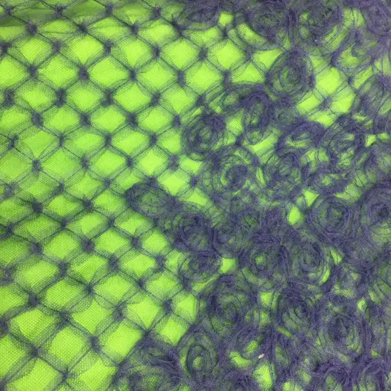 1 Yard 3D Design Navy Blue Lace Fabric for Bridal Dresses 54 Inches Wide {1}