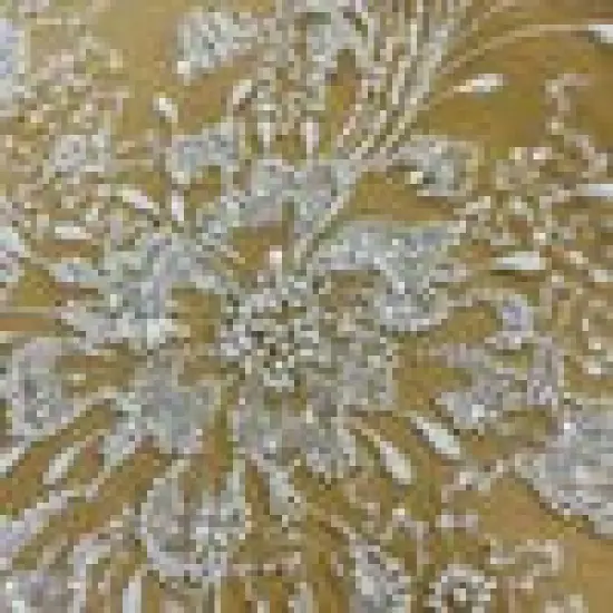 1 Yard Beaded Lace Fabric Embroidered on 100% Polyester Net Mesh, 52" Width, Premium Lace Fabrication Ivory {3}