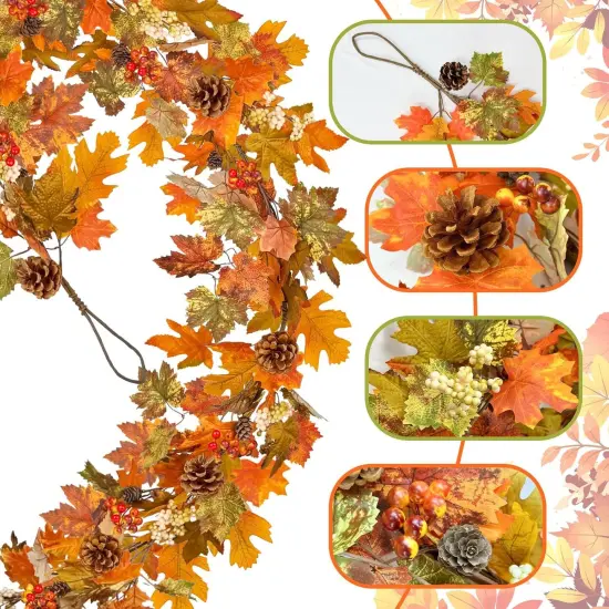 6ft Fall Garland with Lights and Fall Banner {2}