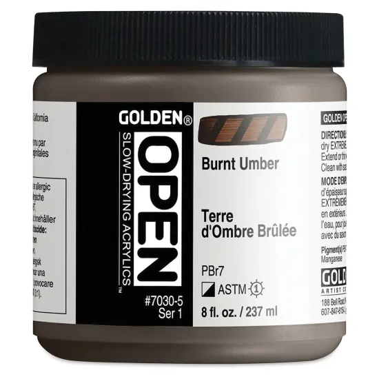 Golden Open Acrylics - Burnt Umber, 8 oz Jar {2}